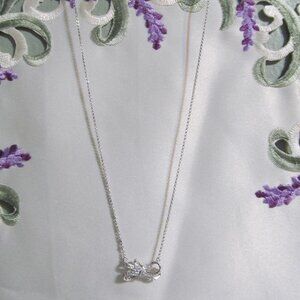 NWT Bella Luce Simulated Diamond Bow Design Adj 18" Necklace Sterling Silver 925